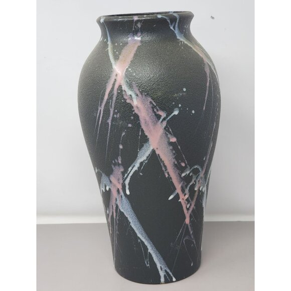 Large Art Stoneware Vase With Abstract Splatter Design‎ Harris Potteries Chicago - Picture 4 of 11